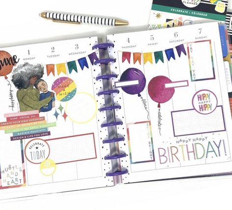 Layout Inspo Planner Birthday Layout, Birthday Planner Layout, Birthday Layout, Panda Planner, Birthday Planner, Planner Spreads, Happy Planner Layout, Planner Layouts, Birthday Week