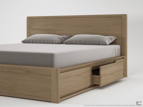 CIRCA17 | King size bed By KARPENTER design Hugues Revuelta Wooden Bedroom Design, King Size Bed Frame Diy, Home Interior Bedroom, King Size Bed Designs, Wooden King Size Bed, Bed Designs With Storage, Simple Bed Designs, Box Bed Design, Furniture Design Ideas