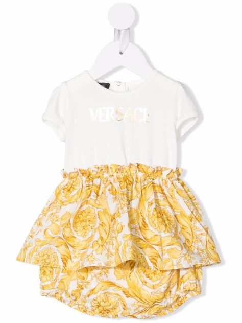 Baby Dress Set, Versace Kids, Baroque Pattern, Pattern Logo, Versace Outfit, Stella Mccartney Kids, White Shirt Dress, Vestido Casual, Cotton Logo