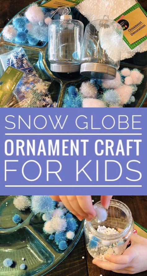 Snow Globe For Kids, Snow Globe Ornament, Ornaments Diy Kids, Snow Globe Crafts, Globe Crafts, Christmas Craft Ideas, Diy Snow Globe, Ornament Craft, Globe Ornament