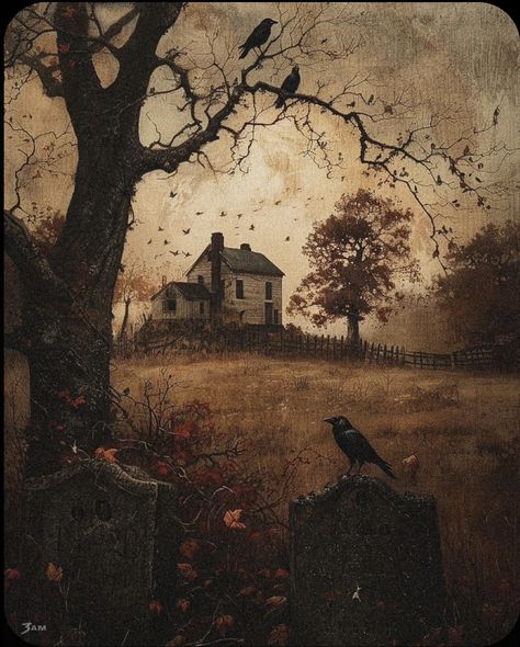 Halloween Artwork, Over The Garden Wall, Halloween Painting, Autumn Painting, Autumn Aesthetic, Autumn Art, Samhain, Halloween Wallpaper, Crows