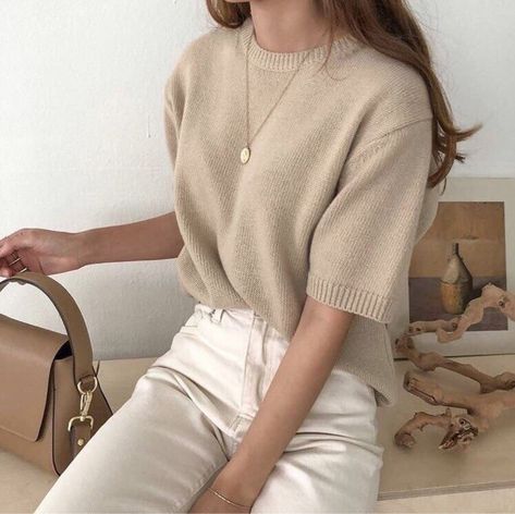 Untitled Neutral Aesthetic Outfits, Beige Sweater Outfit, Beige Pullover, Beige Outfit, Pullover Outfit, Tumblr Outfits, Neutral Fashion, Mode Inspo, 가을 패션