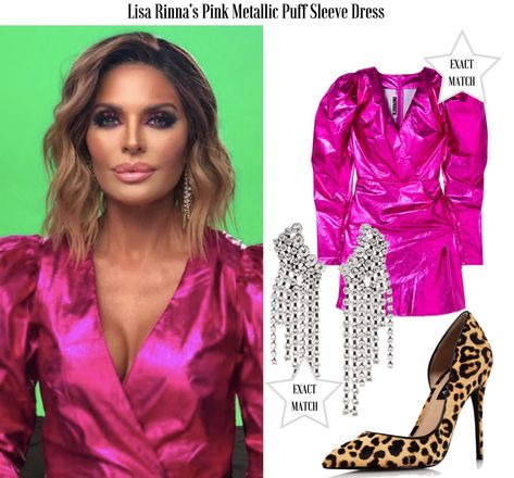 Lisa Rinna’s Pink Metallic Puff Sleeve Dress on Instagram  Real Housewives of Beverly Hills Instagram Fashion 2019 Real Housewives Of Beverly Hills Fashion, Real Housewives Costume Ideas, Housewife Costume, Midlife Crisis, Real Housewives Of Beverly Hills, Lisa Rinna, Dirty 30, Instagram Famous, Housewives Of Beverly Hills