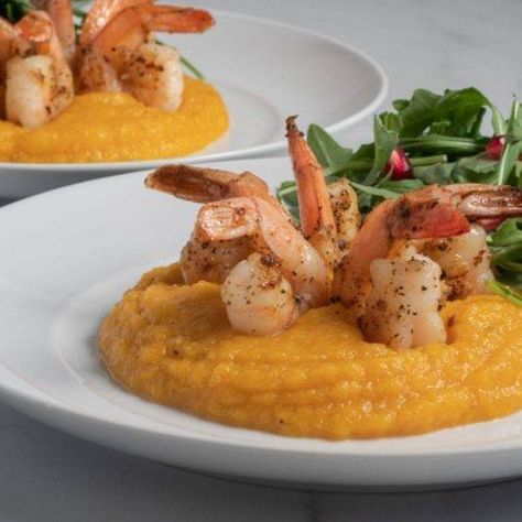 Easy Roasted Butternut Squash Puree with Shrimp - A Dash of Macros - Puree Recipes, Butternut Squash Puree, Squash Puree, Chicken And Butternut Squash, Shrimp Soup, Savory Herb, Parmesan Chicken, Easy Seafood Recipes, Spicy Shrimp