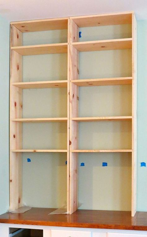 DIY Built-in Bookcases | Hometalk Build Bookshelf, Diy Shelving Ideas, Diy Shelves Ideas, Diy Kast, Built In Bookcases, Diy Bookcase, Bookshelf Wood, Diy Shelving, Awesome Woodworking Ideas