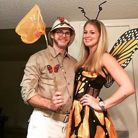 Diy Halloween Cat, Butterfly Catcher, Carnaval Make-up, Couples Costumes Creative, Halloween Costumes Diy Couples, Diy Couple, Diy Couples Costumes, Best Couples Costumes, Carnaval Costume