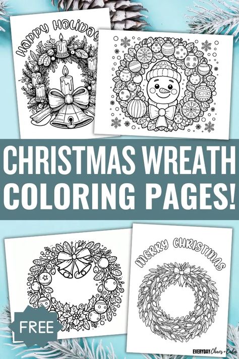 Free Christmas Wreath Coloring Pages For Kids Holiday Coloring Pages Free Printable, Christmas Wreath Coloring Pages, Wreath Coloring Pages, Christmas Wreath Printable, Free Printable Christmas Coloring Pages, Fun Christmas Wreaths, Christmas Color By Number, Wreath Printable, Christmas Colouring