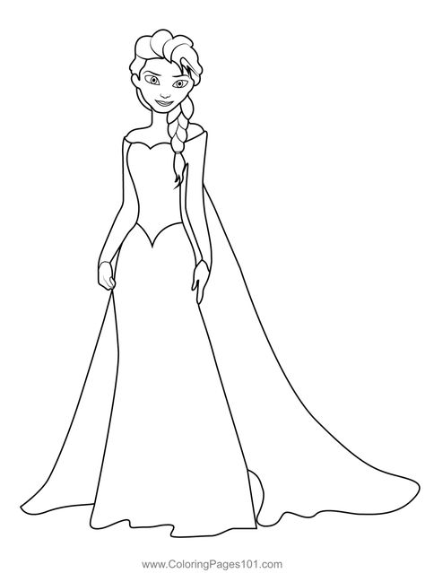 Princess Elsa 12 Coloring Page Elsa Printable, Elsa Mermaid, Dress Outline, Elsa Coloring, Elsa Coloring Pages, Printable Princess, Princess Printables, Elsa Dress, English Worksheets For Kids