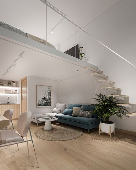 Lofted Bedroom, Loft Home Design, Small Loft Apartments, Home Designing, Loft House Design, Minimalist Bedroom Decor, Loft Interior Design, Tiny House Loft, Loft Bedroom