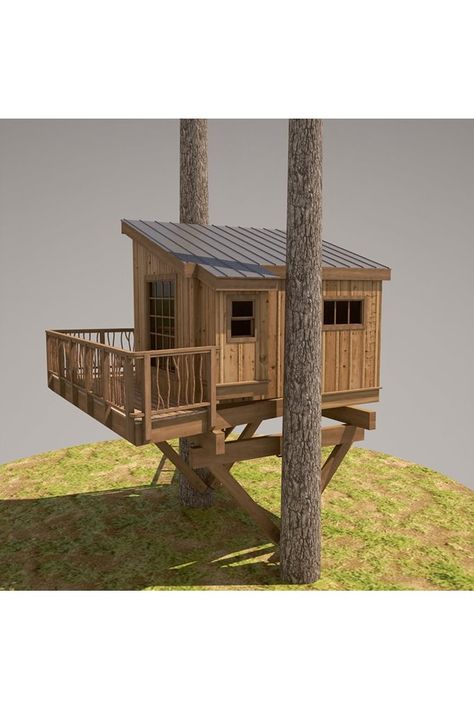 Tree House Designs Simple, Treehouse Plans, Diy Treehouse, Simple Tree House, Diy Kids Playground, Treehouse Point, Platform Deck, Building A Treehouse, Tree House Plans