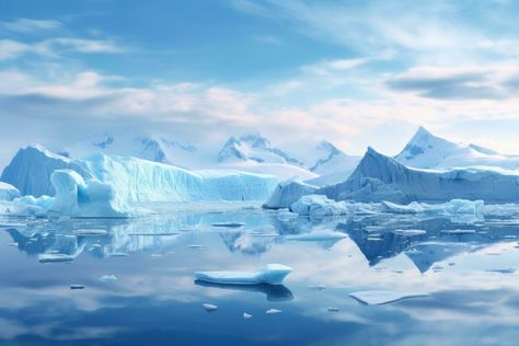 Artic Ocean Aesthetic, Polar Landscape, Ocean Winter, The Blue Sky, Tree Saw, Blue Ice, Cityscape Photos, Nature Backgrounds, 3d Render