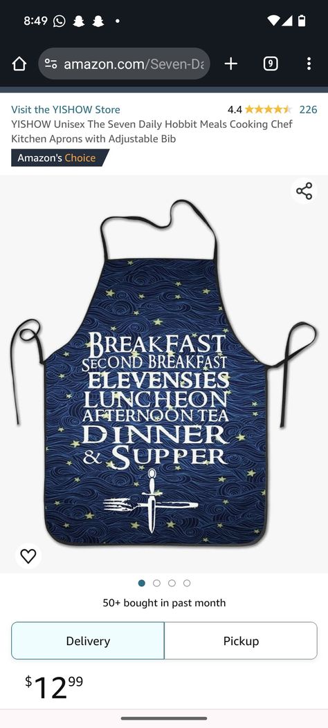 Hobbit Food, Second Breakfast, Cooking Chef, Chefs Kitchen, Kitchen Aprons, The Hobbit, Afternoon Tea, Apron