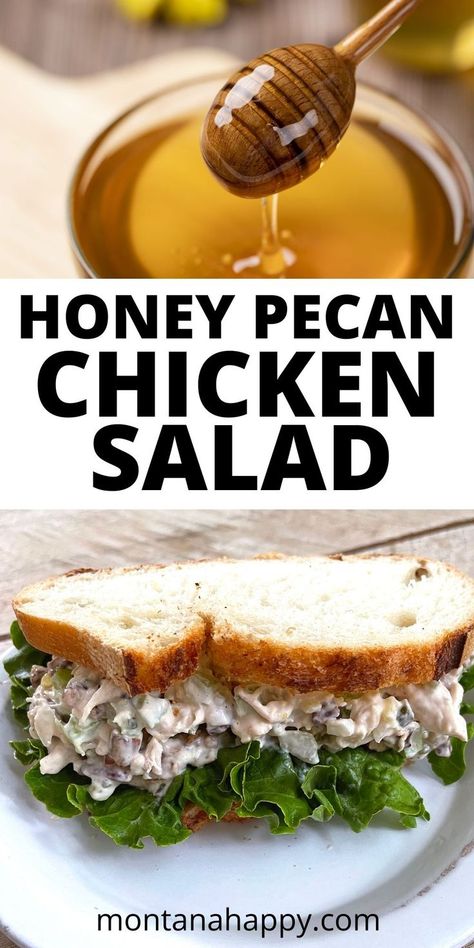 Bottom picture Honey Pecan Chicken Salad Recipe and top picture honey Honey Walnut Chicken Salad, Restaurant Chicken Salad Recipe, Chicken Salad Recipe With Pecans, Turkey Salads, Honey Pecan Chicken, Pecan Chicken Salad Recipe, Honey Salad, Restaurant Chicken, Work Snacks