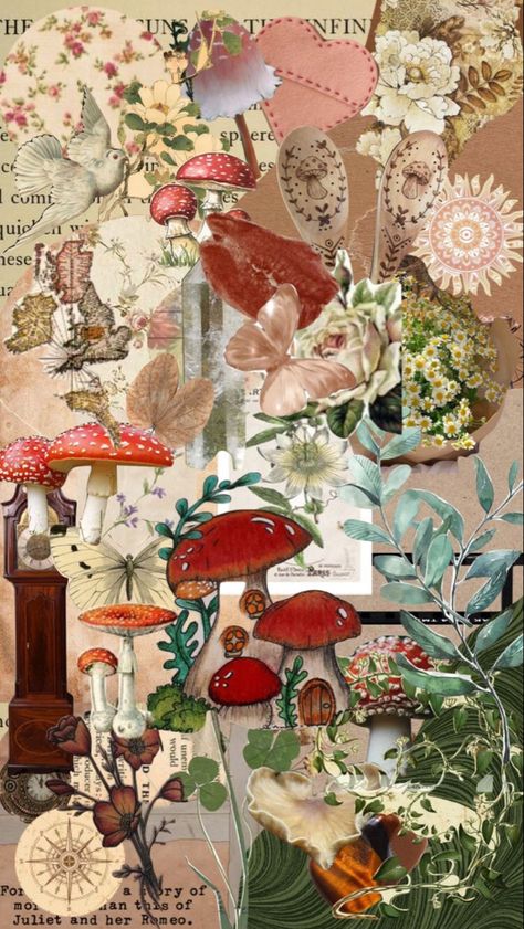 Lock Screen Collage, Cottagecore Background, Cottagecore Aesthetic Wallpaper, Mushroom Core, Cottagecore Wallpaper, Cozy Romantic, Mushroom Wallpaper, Fairy Wallpaper, Witchy Wallpaper