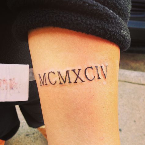 1994 in Roman numerals Roman Numerals Tattoo, Numerals Tattoo, Tattoo Over Scar, Roman Numeral Tattoo, Numeral Tattoo, Roman Numeral Tattoos, Tattoo Font, Knee Tattoo, Roman Numeral