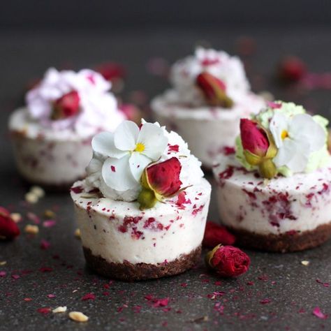 Coconut Rose Cheesecake – Jo from Healthy Eating Jo Raw Vegan Dessert Recipes, Raw Cheesecake, Raw Vegan Desserts, Raw Cake, Vegan Cheesecake, Raw Desserts, Small Desserts, Raw Vegan Recipes, Turkish Delight