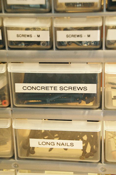 Organizing nuts and bolts - Living Rich on Less Organizing Nails And Screws Ideas, Nail And Screw Organization Ideas, Screw Organization Ideas, Screw Organization, Nut And Bolt Storage, Living Rich, Garage Workshop Organization, Rich Living, Shed Organization