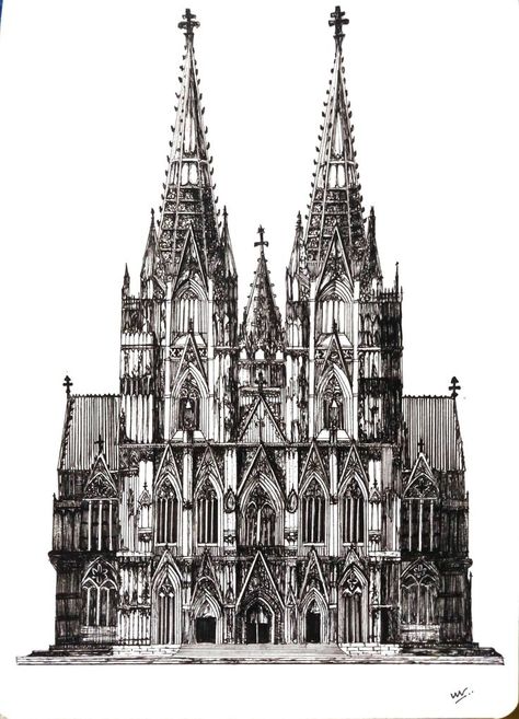 Cologne Cathedral is a Catholic cathedral in Cologne, North Rhine-Westphalia. pen and ink sketch. Cologne Cathedral Germany, A4 Sketchbook, Germany Cologne, Micron Pens, Cathedral Architecture, Gothic Cathedral, North Rhine Westphalia, Cologne Germany, Architecture Design Concept