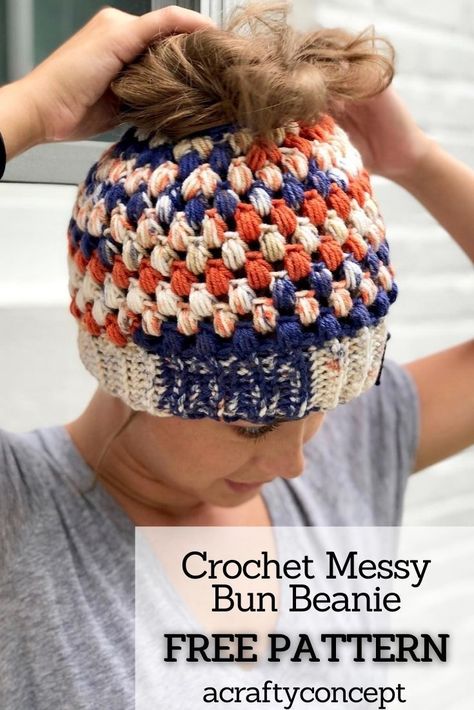 Crochet Messy Bun Hat Pattern Free, Messy Bun Beanie Crochet Pattern, Crochet Messy Bun Beanie, Crochet Messy Bun Hat, Messy Bun Hat Crochet Pattern, Bun Hat Crochet Pattern, Crochet Bun Hat, Messy Bun Hat Pattern, Ponytail Hat Crochet