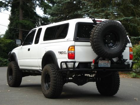 OldSvens-2001-Toyota-Tacoma-Expedition-vehicle-with-rear-tire-carrier Toyota Tacoma Rims, 2001 Tacoma, Tacoma Rims, 1st Gen Tacoma, 2001 Toyota Tacoma, Tacoma Wheels, Tacoma 2000, Camper Mods, 1995 Toyota Tacoma