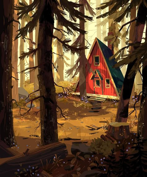 Check out this @Behance project: “A Cabin in the Woods” https://www.behance.net/gallery/49374435/A-Cabin-in-the-Woods Kunst Inspo, Kim Smith, A Cabin In The Woods, 동화 삽화, Arte Peculiar, Dream Painting, A Cabin, Arte Inspo, Cabin In The Woods