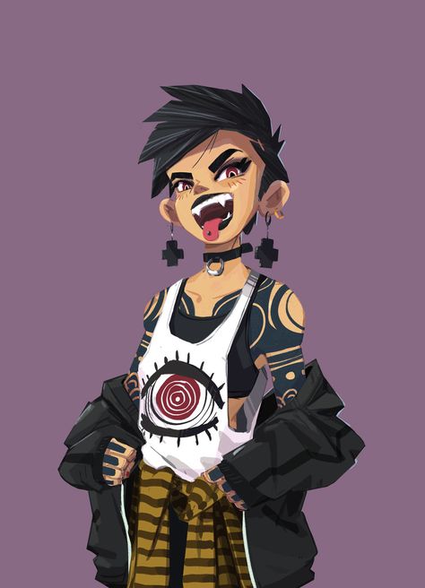 Punk Girl, Trung Nguyen on ArtStation at https://www.artstation.com/artwork/JkJqR Punk Character, Cartoon Kunst, Arte Punk, Punk Art, Seni 3d, Punk Girl, Transition Outfits, High Stakes, Pink Sparkle