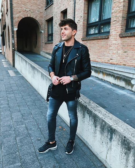 Get lost in what you love. • • • #asos #nike #airmax97 #potd #hasselt #ootd #fashioninsta #dieseljoggjeans Nike Airmax 97, Leather Jeans Men, Leather Jacket Outfit Men, Leather Jacket Outfits, Leather Jeans, Urban Street Style, Nike Air Max 97, Leather Jacket Men, Leather Jackets