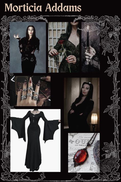 Perfect for those seeking inspiration for gothic fashion, Halloween costumes, cosplay, or anyone who admires Morticia Addams' mesmerizing, timeless style. Link to the outfits below... https://amzn.to/4eWo69e https://amzn.to/3NF5JcJ https://amzn.to/3Un0N04 Morticia Addams Outfit, Morticia Addams Icon, Morticia Addams Aesthetic, Fashion Halloween Costumes, Morticia Addams Dress, Birthday Outfit Plus Size, Addams Aesthetic, Morticia Addams Costume, Gomez Addams