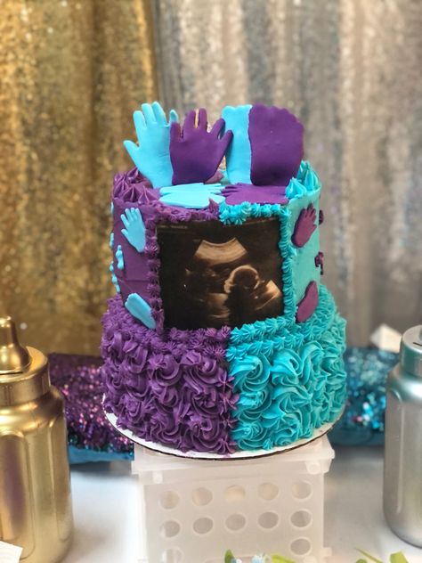 Gender Reveal Purple And Blue, Purple And Teal Gender Reveal, Purple And Blue Gender Reveal Ideas, Gender Reveal Dress, Girl Shower Themes, Gender Reveal Party Theme, Ty Babies, Gender Reveal Themes, Baby Shower Purple