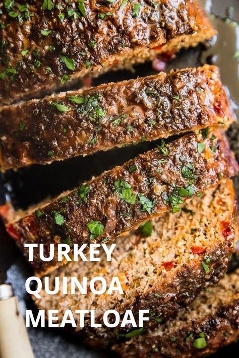 Ground Turkey Quinoa Casserole, Ground Turkey And Quinoa Recipes, Turkey Quinoa Meatloaf, Quinoa Meatloaf, Crowd Meals, Turkey Meatloaf Healthy, Lentil Meatloaf, Turkey Quinoa, Quinoa Kale