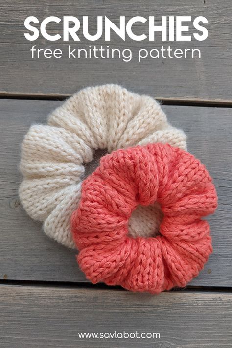 Free Knit Scrunchie Pattern, Knit Scrunchies Free Pattern, Knit Hair Scrunchie, How To Knit A Scrunchie, Scrunchie Knitting Pattern, Knitted Scrunchies Free Pattern, Knit Scrunchie Pattern, Knit A Scrunchie, Things To Knit For Beginners