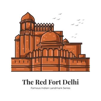 User21720474 | Freepik Red Fort Illustration, Kids Painting Class, Red Fort Delhi, 2023 Memories, Indian Monuments, Indian Tattoos, Historical Drawings, Library Shelf, 50th Wedding Anniversary Invitations