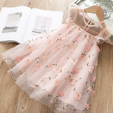 Flower Princess, Princess Dress Kids, Summer Baby Clothes, Girl Dress Patterns, Kids Frocks, Dresses For Girls, Frocks For Girls, Applique Dress