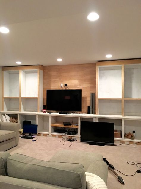 Building an Entertainment Center | Dreaming of a Finished Basement Diy Entertainment Center Ideas, Entertainment Center Ideas, Electric Fireplace Entertainment Center, Diy Gate, Rustic Entertainment Center, Large Entertainment Center, Wall Entertainment Center, Wood Entertainment Center, Diy Entertainment