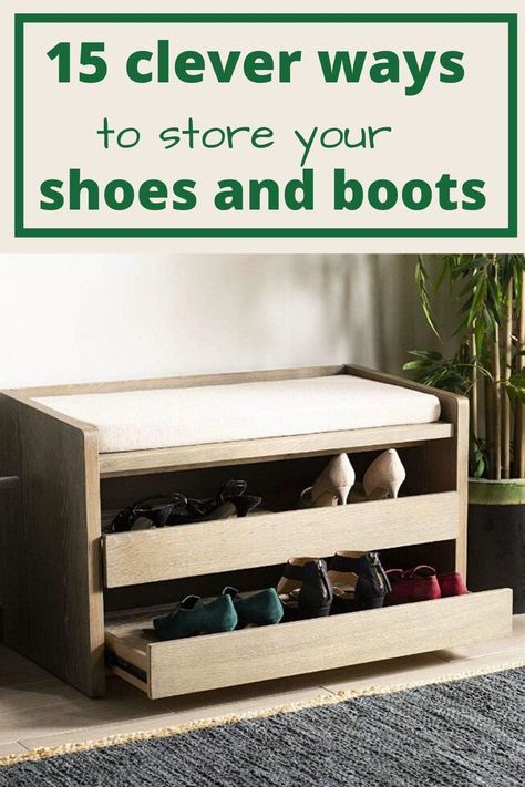 Hide Shoes Entryway, Small Shoe Storage, Wooden Shoe Rack Designs, Dresser Top Organization Ideas, Outdoor Shoe Storage, Shoe Bench Storage, Shoe Dresser, Small Mudroom Ideas, Shoe Storage Bench Entryway