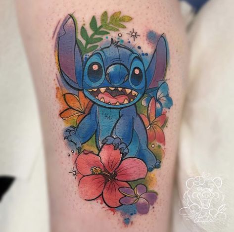 Upper Arm Tattoo Ideas, Elvis Tattoo, Disney Stitch Tattoo, Lilo And Stitch Tattoo, Patch Tattoo, Ohana Tattoo, Upper Arm Tattoo, Cute Owl Tattoo, Tropical Tattoo