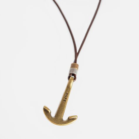 Jewelry For Guys, Surfer Jewelry, Brass Pendant Necklace, Beautiful Pendant Necklace, Anchor Pendant, Anchor Necklace, Elegant Man, Necklace For Men, Necklace Long