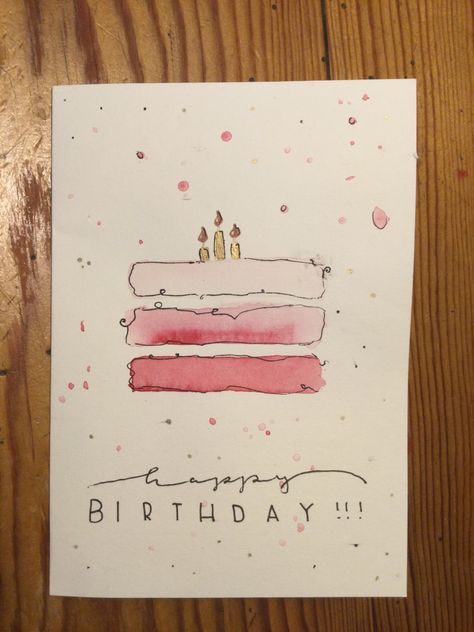 Watercolor Birthday Card Ideas, Watercolor Birthday Card, Happy Birthday Cards Handmade, Happy Birthday Cards Diy, Birthday Card Ideas, Creative Birthday Cards, Watercolor Birthday Cards, Birthday Card Drawing, Watercolor Birthday