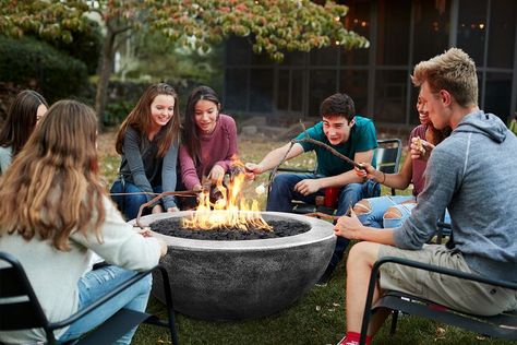 #SpringGoals mean adding a simple fire feature to extend the time spent outdoors. Let us help you build the dream outdoor space you will love with the perfect materials. 📸 @Prism_Hardscapes Propane Fire Bowl, Fire Pit Bowl, Concrete Fire Pits, Fire Pit Designs, Gas Fire, Fire Features, Fire Bowls, Fire Glass, Fire Table