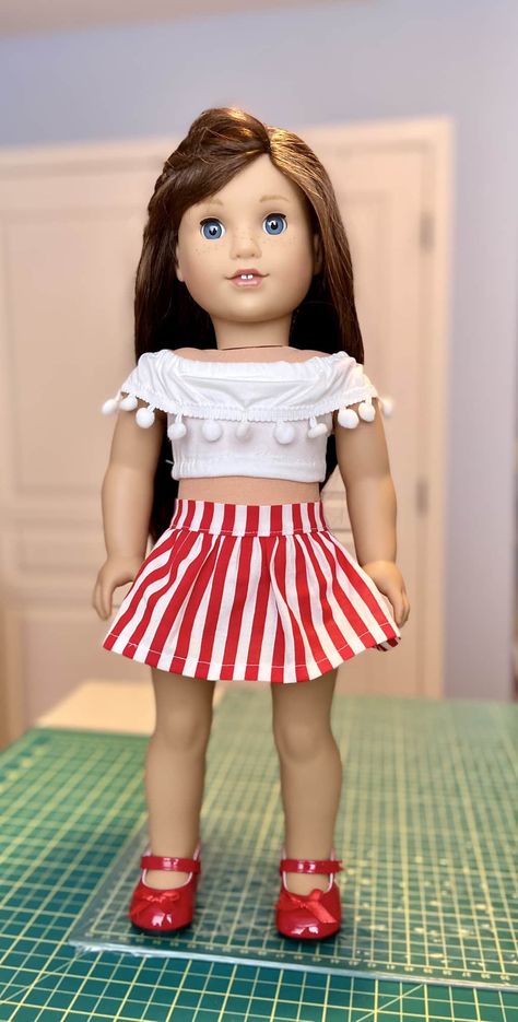 Doll Skirt Pattern Free, Free American Girl Doll Clothes Patterns, American Doll Clothes Patterns Free, Doll Skirt Pattern, Skirt Pattern Free, Doll Skirt, Faking It, American Girl Doll Diy, Girls Clothes Patterns