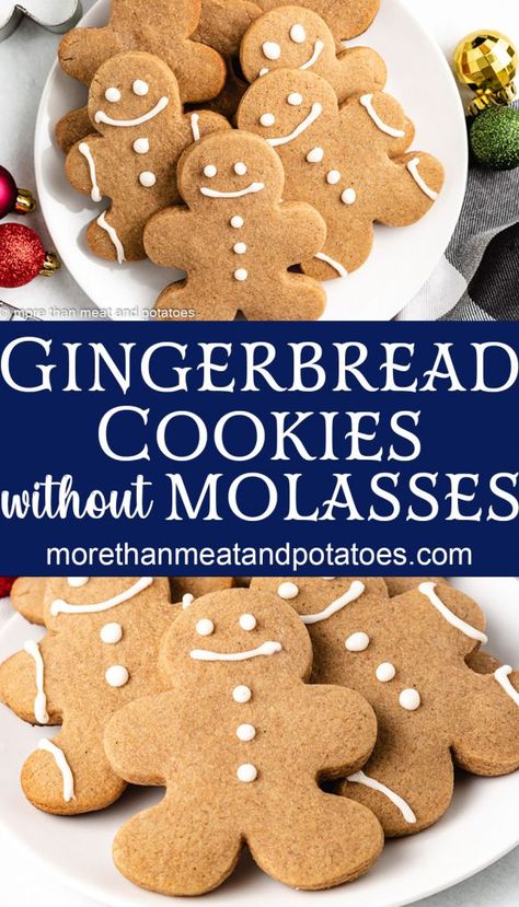 Gingerbread Recipe Without Molasses, Ginger Cookies Recipe Without Molasses, Gingerbread Cookies Without Molasses Recipe, Icing Gingerbread Cookies, Gingerbread Cookies Without Molasses, Easy Gingerbread Cookie Recipe, Easy Gingerbread Recipe, Healthy Gingerbread Cookies, Homemade Icing