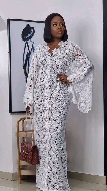 Cord Lace Gown Styles Nigerian, Ankara Agbada Styles For Women, Bubu Gown Styles Lace, Latest Cord Lace Styles, Cord Lace Gown Styles, Simple White Lace Dress, Cord Lace Styles, Latest Lace Styles, Boubou Styles For Women