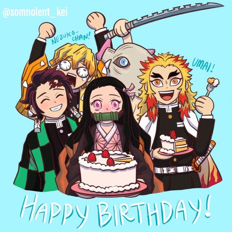 Nezuko Birthday, Anime Happy Birthday, Happy Birthday Icons, Anime Birthday, Happy Birthday Sis, Birthday Icon, Birthday Card Drawing, Card Drawing, Birthday Messages