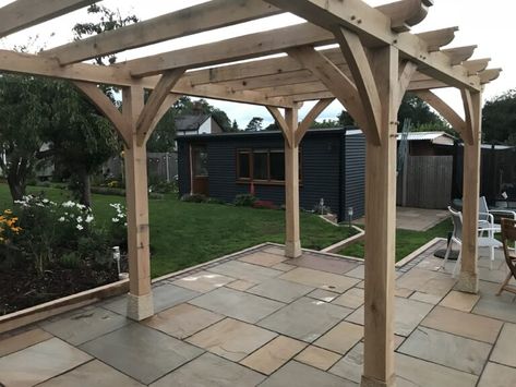 Pergola and Gazebo Gallery - Oak Frames Direct Oak Pergola, Lean To Carport, Oak Gazebo, Lean To Roof, Carport Plans, Car Port, Roof Structure, Backyard Retreat, Back Garden