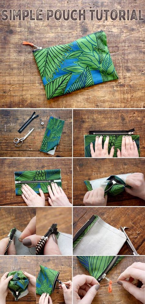 Discover even more ideas for you Simple Zipper Pouch Tutorial, How To Make A Zippered Pouch, Embroidery Pouch Diy, Easy Sewing Projects By Hand, Towel Potholder Sewing Projects, Diy Pouches Tutorial, Sewing Machine Tutorials For Beginners, How To Sew Zippers, Handmade Pouches Diy