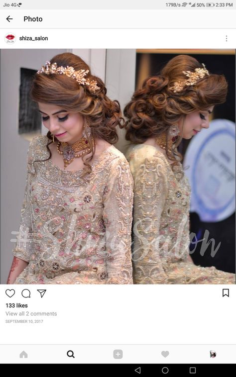 Joda Hair Styles For Wedding, Hair Styles For Wedding, Hair Styls, Down Hairstyles For Long Hair, Asian Wedding Dress Pakistani, Hair Doo, Braid Videos, Red Bridal Dress, Bridal Makeup Images