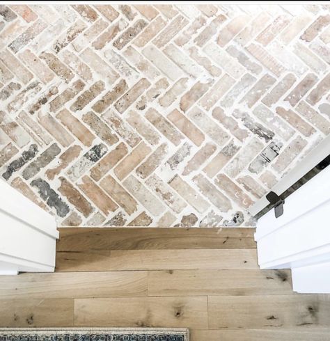 Washed Brick Floor, Mortar Washed Brick, Brick Floors Mudroom, Herringbone Brick Floor, Herringbone Brick, Brick Floors, Chicago Brick, Mudroom Flooring, Brick Floor