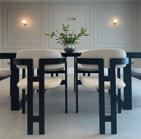 The chairs you ✨NEED✨ Shop our iconic Rio Bouclé chairs on our website🤍 📸: @theblundellsandsbuild #boucle #diningchairs #homeinspo Boucle Dining Chair, Boucle Fabric, Beautiful Chair, Chair Legs, Bold Black, Black Frame, Dining Area, Dining Chair, Pre Order