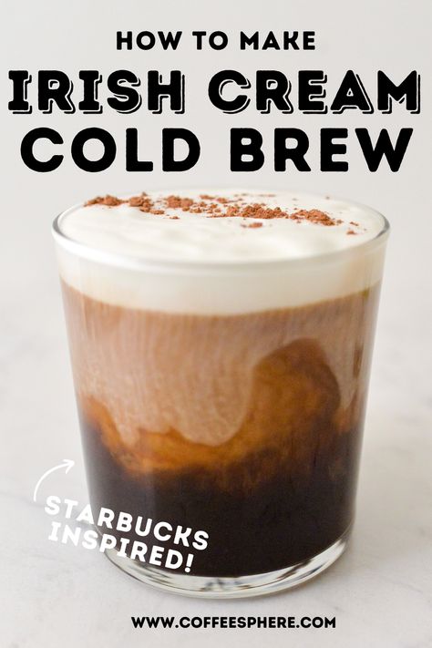 Irish Cream Coffee Syrup, Irish Cream Coffee Recipe, Irish Cream Cold Brew Starbucks, Starbucks Website, Irish Cream Cold Brew, Homemade Cappuccino, Holiday Coffee Drinks, Easy Coffee Drinks Recipes, Easy Coffee Drinks