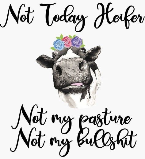 Not Today Heifer Tumbler, Not Today Heifer Svg, Heifer Sayings, Not My Pasture, Not Today Heifer, Tumbler Ideas, A Cow, Not Today, Funny Signs